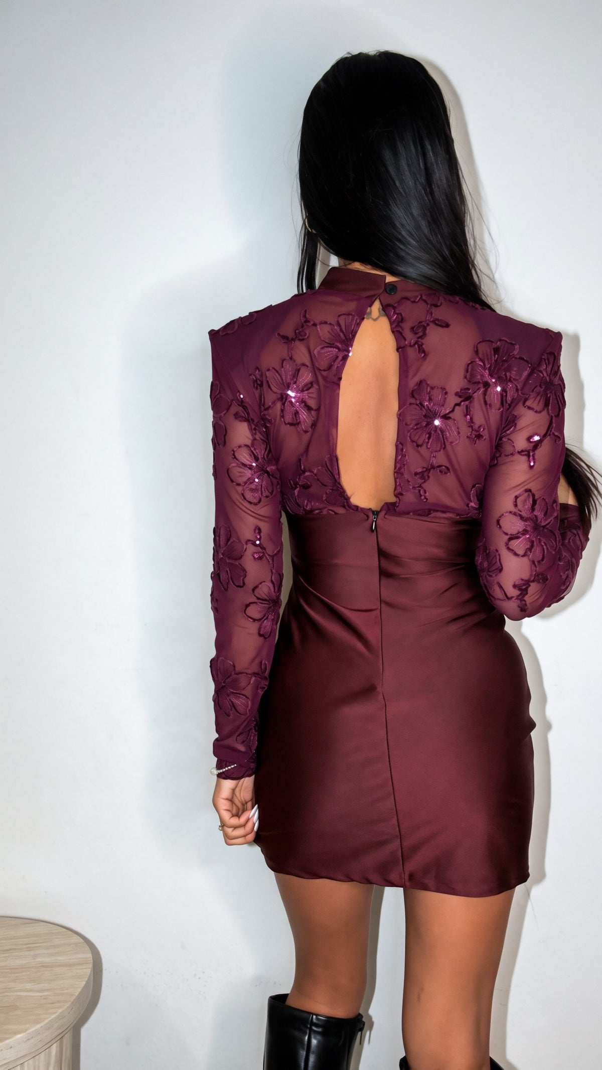 Vestito in Pizzo Bordeaux