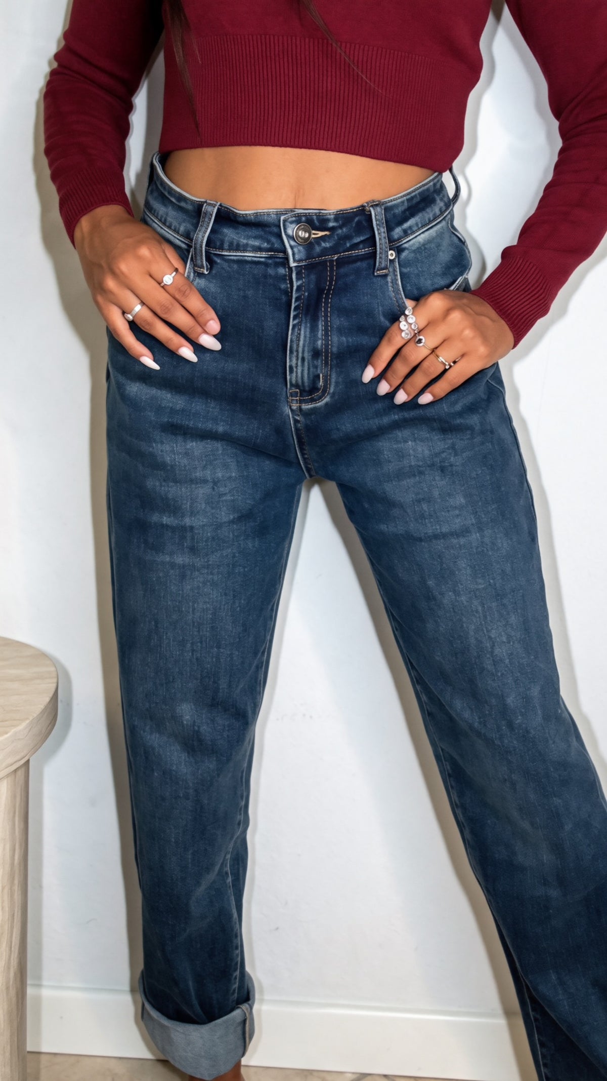Jeans a Vita Alta Gamba Dritta