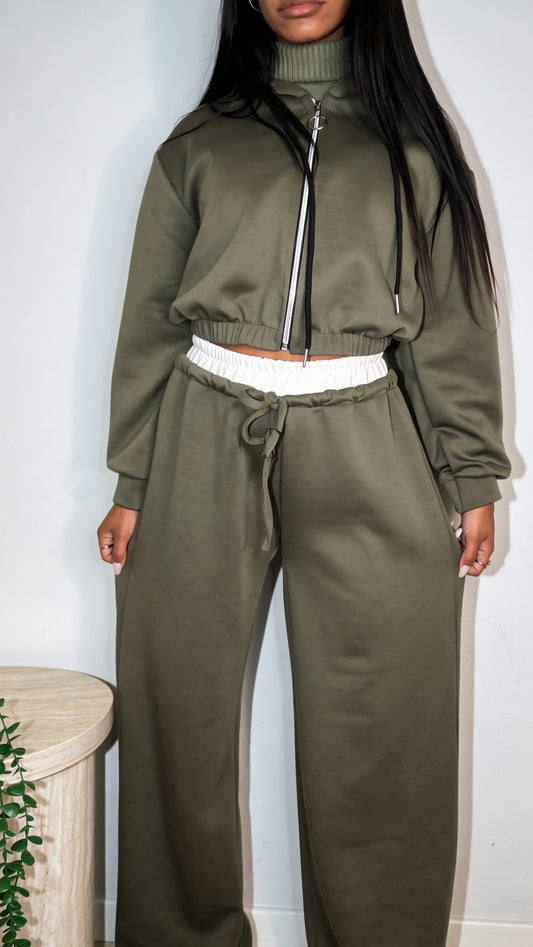 Pantalone Wide Leg Verde Militare