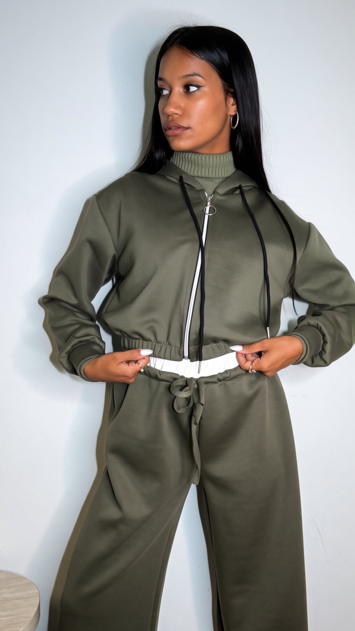 Pantalone Wide Leg Verde Militare